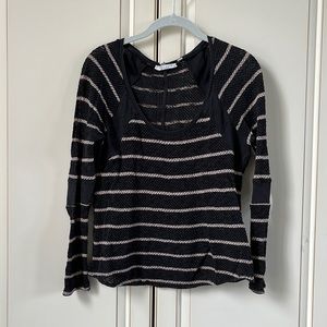 Black knit stripe long sleeve